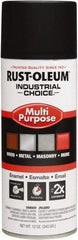 Rust-Oleum - Black, Flat, Enamel Spray Paint - 8 to 12 Sq Ft per Can, 16 oz Container, Use on Drums, Equipment & Color Coding, Furniture, Ladders, Lockers, Motors, Stenciling, Tools - Industrial Tool & Supply