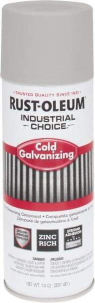 Rust-Oleum - Silver, Galvanizing Spray Paint - 8 to 12 Sq Ft per Can, 14 oz Container, Use on Bridges, Ducts, Fences, Production Welds, Tanks, Touch-Up & Repair to Damaged Galvanized Steel, Trailers, Utility Towers, Vehicles - Industrial Tool & Supply