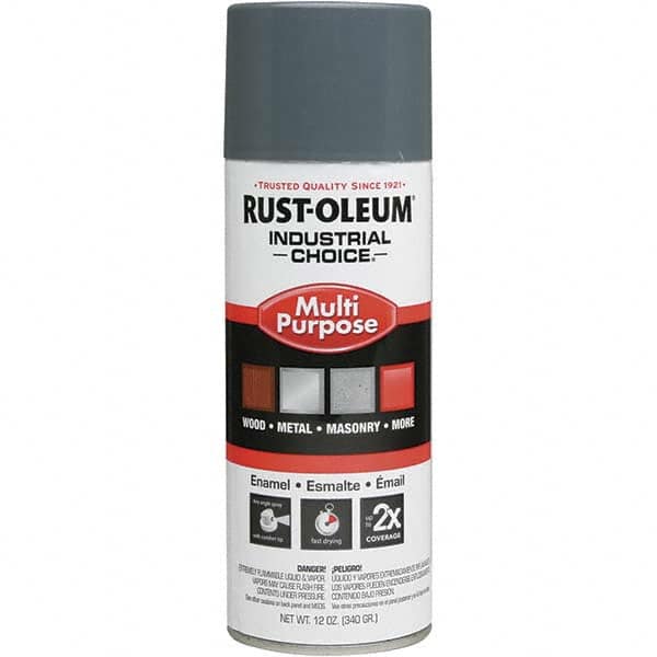 Enamel Spray Paint: Universal Gray, Gloss, 16 oz Indoor & Outdoor, Use on Metal, Wood, Concrete & Masonry, 50 to 100 ° F