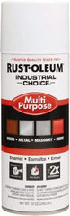 Rust-Oleum - White, Flat, Enamel Spray Paint - 8 to 12 Sq Ft per Can, 16 oz Container, Use on Drums, Equipment & Color Coding, Furniture, Ladders, Lockers, Motors, Stenciling, Tools - Industrial Tool & Supply