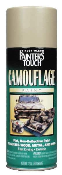 Rust-Oleum - Khaki (Color), Flat, Camouflage Spray Paint - 8 to 10 Sq Ft per Can, 16 oz Container, Use on Camouflage Paint - Industrial Tool & Supply