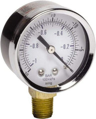 Gast - 1/4 NPT Air Compressor Vacuum Gauge - 2" Diam, Use with Gast 0211/0523 Rotary Vane Units - Industrial Tool & Supply