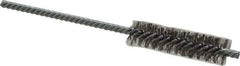Made in USA - 1/2" Diam Helical Stainless Steel Tube Brush - Double Spiral, 0.006" Filament Diam, 2" Brush Length, 5" OAL, 0.162" Diam Galvanized Steel Shank - Industrial Tool & Supply