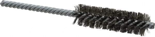 Made in USA - 3/4" Diam Helical Stainless Steel Tube Brush - Double Spiral, 0.006" Filament Diam, 2-1/2" Brush Length, 5-1/2" OAL, 0.237" Diam Galvanized Steel Shank - Industrial Tool & Supply