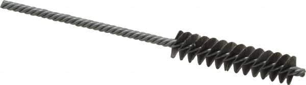 Made in USA - 3/8" Diam Helical Steel Tube Brush - Double Spiral, 0.005" Filament Diam, 1-1/2" Brush Length, 4" OAL, 1/8" Diam Galvanized Steel Shank - Industrial Tool & Supply