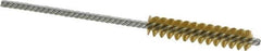 Made in USA - 5/16" Diam Helical Brass Tube Brush - Double Spiral, 0.005" Filament Diam, 1-1/2" Brush Length, 4" OAL, 1/8" Diam Galvanized Steel Shank - Industrial Tool & Supply