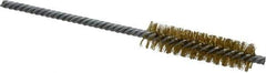 Made in USA - 1/2" Diam Helical Brass Tube Brush - Double Spiral, 0.006" Filament Diam, 2" Brush Length, 5" OAL, 0.162" Diam Galvanized Steel Shank - Industrial Tool & Supply