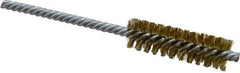 Made in USA - 5/8" Diam Helical Brass Tube Brush - Double Spiral, 0.005" Filament Diam, 2" Brush Length, 5" OAL, 0.208" Diam Galvanized Steel Shank - Industrial Tool & Supply