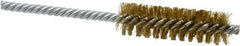 Made in USA - 3/4" Diam Helical Brass Tube Brush - Double Spiral, 0.006" Filament Diam, 2-1/2" Brush Length, 5-1/2" OAL, 0.237" Diam Galvanized Steel Shank - Industrial Tool & Supply