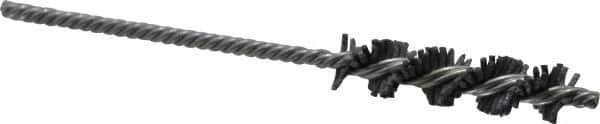 Made in USA - 3/8" Diam Helical Nylon Tube Brush - Single Spiral, 0.035" Filament Diam, 1-1/2" Brush Length, 4" OAL, 1/8" Diam Galvanized Steel Shank - Industrial Tool & Supply