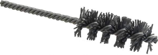 Made in USA - 1" Diam Helical Nylon Tube Brush - Single Spiral, 0.04" Filament Diam, 2-1/2" Brush Length, 5-1/2" OAL, 15/64" Diam Galvanized Steel Shank - Industrial Tool & Supply