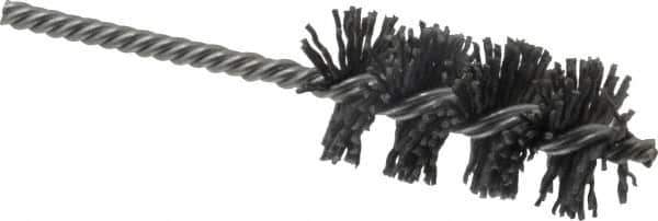 Made in USA - 1-1/4" Diam Helical Nylon Tube Brush - Single Spiral, 0.04" Filament Diam, 2-1/2" Brush Length, 5-1/2" OAL, 15/64" Diam Galvanized Steel Shank - Industrial Tool & Supply