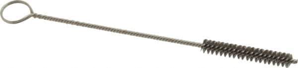 Made in USA - 1-1/2" Long x 1/4" Diam Stainless Steel Twisted Wire Bristle Brush - Double Spiral, 5-1/2" OAL, 0.003" Wire Diam, 0.062" Shank Diam - Industrial Tool & Supply