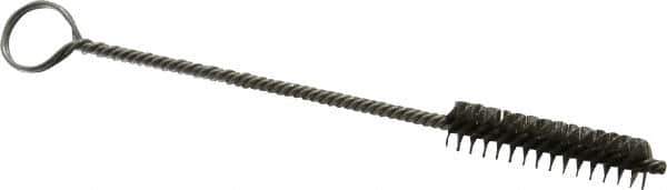 Made in USA - 1-1/2" Long x 3/8" Diam Stainless Steel Twisted Wire Bristle Brush - Double Spiral, 5-1/2" OAL, 0.005" Wire Diam, 0.085" Shank Diam - Industrial Tool & Supply