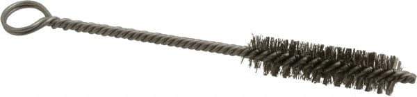 Made in USA - 2" Long x 1/2" Diam Stainless Steel Twisted Wire Bristle Brush - Double Spiral, 5-1/2" OAL, 0.006" Wire Diam, 0.11" Shank Diam - Industrial Tool & Supply