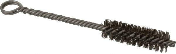 Made in USA - 2" Long x 5/8" Diam Stainless Steel Twisted Wire Bristle Brush - Double Spiral, 5-1/2" OAL, 0.008" Wire Diam, 0.142" Shank Diam - Industrial Tool & Supply