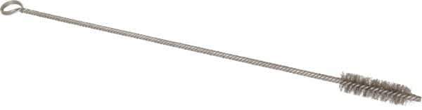 Made in USA - 2-1/2" Long x 3/4" Diam Stainless Steel Twisted Wire Bristle Brush - Double Spiral, 18" OAL, 0.006" Wire Diam, 0.162" Shank Diam - Industrial Tool & Supply