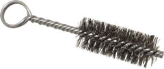 Made in USA - 2-1/2" Long x 1" Diam Stainless Steel Twisted Wire Bristle Brush - Double Spiral, 5-1/2" OAL, 0.01" Wire Diam, 0.162" Shank Diam - Industrial Tool & Supply