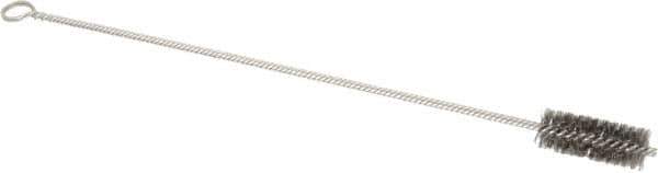Made in USA - 2-1/2" Long x 1" Diam Stainless Steel Twisted Wire Bristle Brush - Double Spiral, 18" OAL, 0.006" Wire Diam, 0.162" Shank Diam - Industrial Tool & Supply