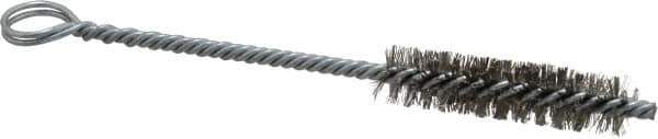 Made in USA - 2" Long x 1/2" Diam Stainless Steel Twisted Wire Bristle Brush - Double Spiral, 5-1/2" OAL, 0.006" Wire Diam, 0.162" Shank Diam - Industrial Tool & Supply