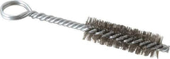 Made in USA - 2-1/2" Long x 3/4" Diam Stainless Steel Twisted Wire Bristle Brush - Double Spiral, 5-1/2" OAL, 0.01" Wire Diam, 0.235" Shank Diam - Industrial Tool & Supply