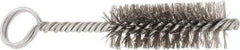 Made in USA - 2-1/2" Long x 7/8" Diam Stainless Steel Twisted Wire Bristle Brush - Double Spiral, 5-1/2" OAL, 0.01" Wire Diam, 0.235" Shank Diam - Industrial Tool & Supply