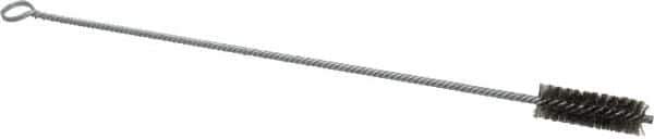 Made in USA - 2-1/2" Long x 7/8" Diam Stainless Steel Twisted Wire Bristle Brush - Double Spiral, 18" OAL, 0.006" Wire Diam, 0.235" Shank Diam - Industrial Tool & Supply