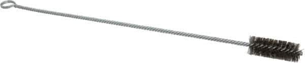 Made in USA - 2-1/2" Long x 1" Diam Stainless Steel Twisted Wire Bristle Brush - Double Spiral, 18" OAL, 0.006" Wire Diam, 0.235" Shank Diam - Industrial Tool & Supply