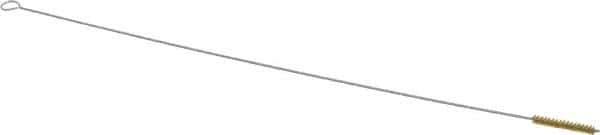 Made in USA - 1-1/2" Long x 1/4" Diam Brass Twisted Wire Bristle Brush - Double Spiral, 18" OAL, 0.003" Wire Diam, 0.091" Shank Diam - Industrial Tool & Supply