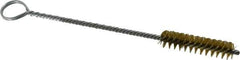 Made in USA - 1-1/2" Long x 3/8" Diam Brass Twisted Wire Bristle Brush - Double Spiral, 5-1/2" OAL, 0.005" Wire Diam, 1/8" Shank Diam - Industrial Tool & Supply