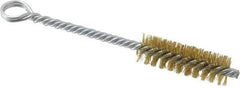 Made in USA - 2" Long x 5/8" Diam Brass Twisted Wire Bristle Brush - Double Spiral, 5-1/2" OAL, 0.008" Wire Diam, 0.209" Shank Diam - Industrial Tool & Supply