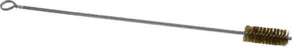 Made in USA - 2-1/2" Long x 1" Diam Brass Twisted Wire Bristle Brush - Double Spiral, 18" OAL, 0.006" Wire Diam, 0.235" Shank Diam - Industrial Tool & Supply