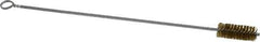 Made in USA - 2-1/2" Long x 1" Diam Brass Twisted Wire Bristle Brush - Double Spiral, 18" OAL, 0.006" Wire Diam, 0.235" Shank Diam - Industrial Tool & Supply