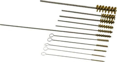 PRO-SOURCE - 11 Piece Brass Hand Tube Brush Set - 3/4" to 1-1/2" Brush Length, 4" OAL, 0.034" Shank Diam, Includes Brush Diams 1/4", 5/16", 3/8", 1/2" & 3/4" - Industrial Tool & Supply