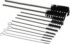 PRO-SOURCE - 11 Piece Nylon Hand Tube Brush Set - 3/4" to 1-1/2" Brush Length, 4" OAL, 0.034" Shank Diam, Includes Brush Diams 1/4", 5/16", 3/8", 1/2" & 3/4" - Industrial Tool & Supply