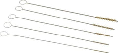 PRO-SOURCE - 5 Piece Brass Hand Tube Brush Set - 1/2" to 3/4" Brush Length, 4" OAL, 0.022" Shank Diam - Industrial Tool & Supply