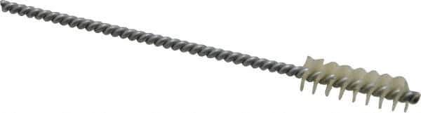 Made in USA - 0.313" Diam Helical Nylon Tube Brush - 0.008" Filament Diam, 1" Brush Length, 5" OAL, 0.11" Diam Galvanized Steel Shank - Industrial Tool & Supply