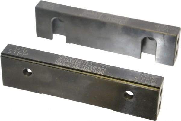 Snap Jaws - 6" Wide x 1.53" High x 0.73" Thick, Step Vise Jaw - Hard, Steel, Fixed Jaw, Compatible with 6" Vises - Industrial Tool & Supply