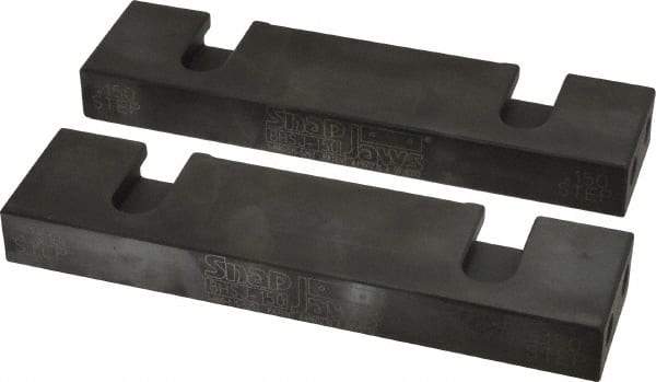 Snap Jaws - 8" Wide x 2.03" High x 0.98" Thick, Step Vise Jaw - Hard, Steel, Fixed Jaw, Compatible with 8" Vises - Industrial Tool & Supply