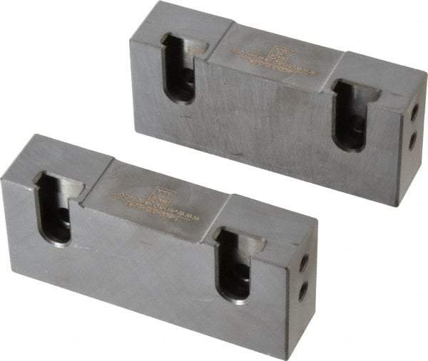 Snap Jaws - 4" Wide x 1-3/4" High x 1" Thick, Flat/No Step Vise Jaw - Soft, Steel, Fixed Jaw, Compatible with 4" Vises - Industrial Tool & Supply