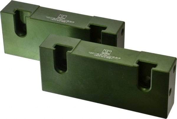 Snap Jaws - 6" Wide x 2-1/2" High x 1-1/4" Thick, Flat/No Step Vise Jaw - Soft, Aluminum, Fixed Jaw, Compatible with 6" Vises - Industrial Tool & Supply