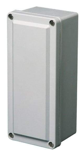 Made in USA - Fiberglass Junction Box Enclosure Screw Flat Cover - NEMA 1, 12, 3R, 4X, 6P, 3-5/8" Wide x 17-11/32" High x 3-9/64" Deep, Chemical & Impact Resistant, Dust-tight & Watertight - Industrial Tool & Supply