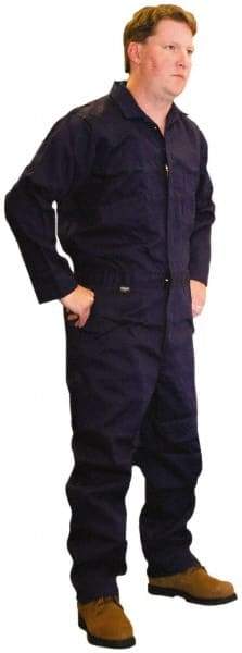Stanco Safety Products - Size 2XL, Navy Blue, Zipper, Flame Resistant/Retardant Coverall - 50 to 52" Chest, Nomex, 7 Pockets, Elastic Waistband, Full Action Back, 2-Way Concealed Zipper - Industrial Tool & Supply