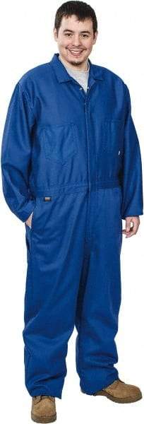 Stanco Safety Products - Size 2XL, Royal Blue, Zipper, Flame Resistant/Retardant Coverall - 50 to 52" Chest, Indura, 7 Pockets, Elastic Waistband, Full Action Back, 2-Way Concealed Zipper - Industrial Tool & Supply