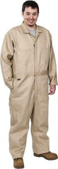 Stanco Safety Products - Size 2XL, Tan, Zipper, Flame Resistant/Retardant Coverall - 50 to 52" Chest, Indura, 7 Pockets, Elastic Waistband, Full Action Back, 2-Way Concealed Zipper - Industrial Tool & Supply