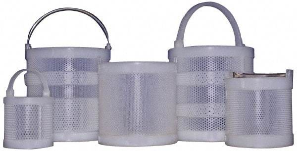 Made in USA - Round Polypropylene Dipping Basket - 3/32" Perforation, 6" Wide - Industrial Tool & Supply