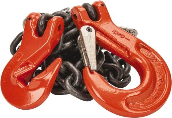 Pewag - 5' Long x 10" Wide, 4,300 Lb Basket Capacity, 4,300 Lb Vertical Capacity, Alloy Steel Web Sling - SSG Chain Sling, 9/32" Diam Chain, Self-Colored, with Grab Hook & Sling Hook - Industrial Tool & Supply