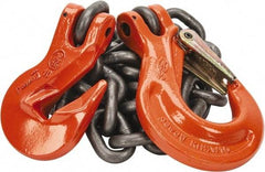 Pewag - 5' Long x 10" Wide, 8,800 Lb Basket Capacity, 8,800 Lb Vertical Capacity, Alloy Steel Web Sling - SSG Chain Sling, 3/8" Diam Chain, Self-Colored, with Grab Hook & Sling Hook - Industrial Tool & Supply