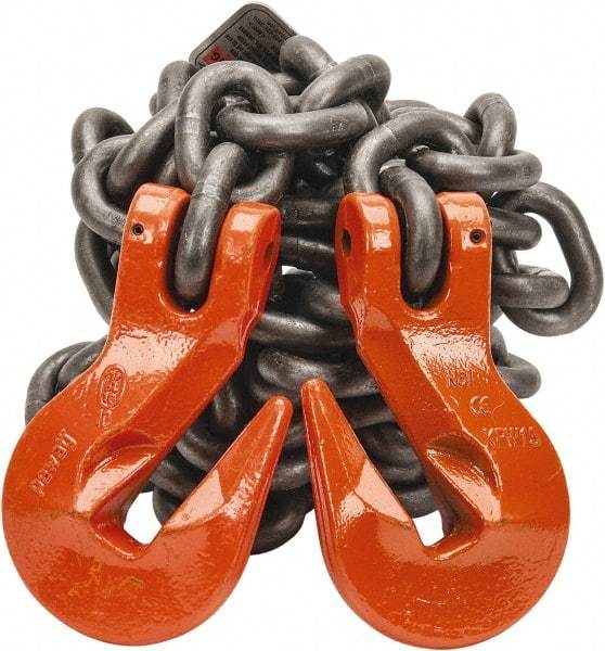 Pewag - 10' Long x 10" Wide, 15,000 Lb Basket Capacity, 15,000 Lb Vertical Capacity, Alloy Steel Web Sling - SGG Chain Sling, 1/2" Diam Chain, Self-Colored, with 2 Grab Hooks - Industrial Tool & Supply