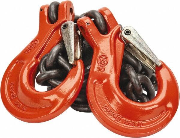 Pewag - 5' Long x 10" Wide, 8,800 Lb Basket Capacity, 8,800 Lb Vertical Capacity, Alloy Steel Web Sling - SSS Chain Sling, 3/8" Diam Chain, Self-Colored, with 2 Sling Hooks - Industrial Tool & Supply